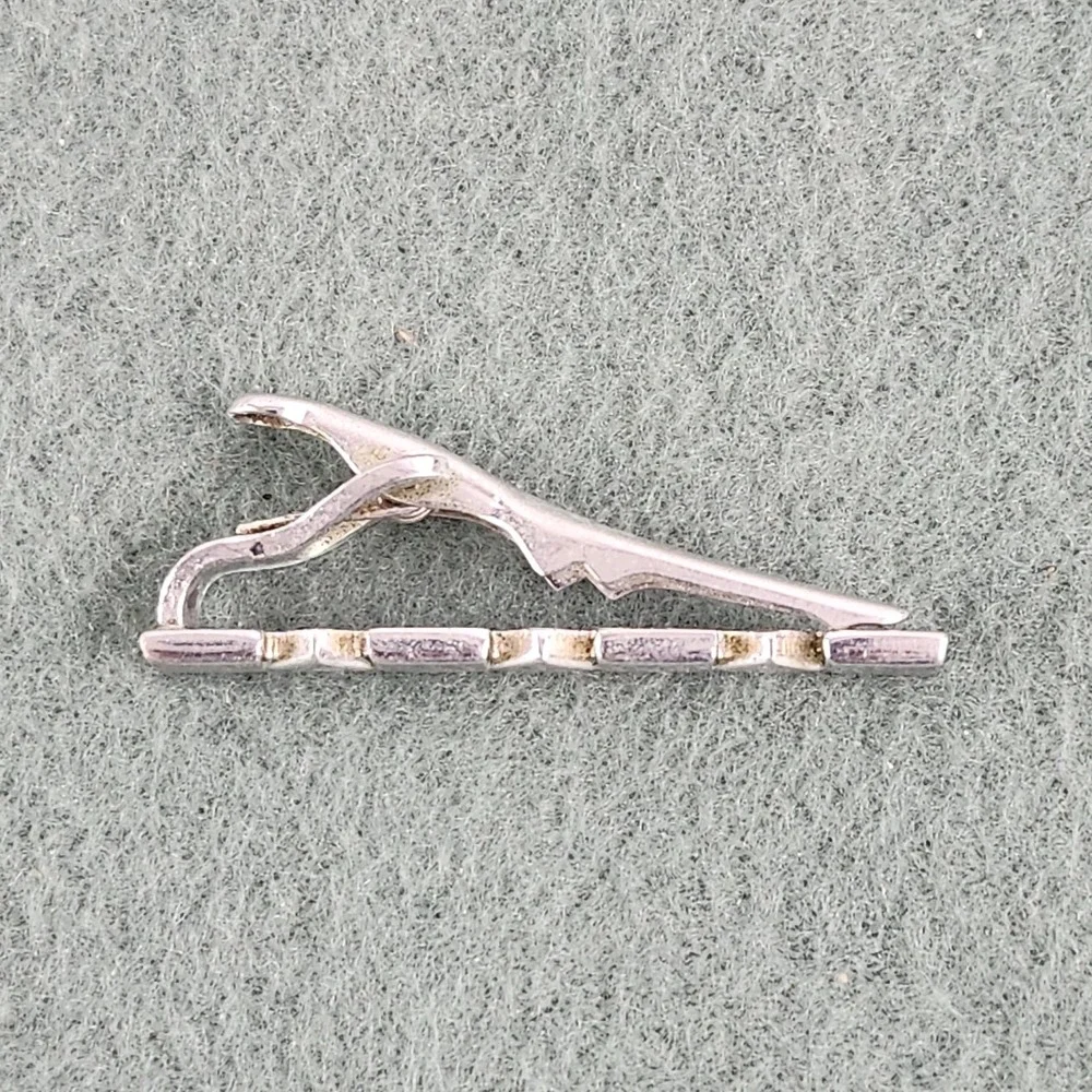 Vintage Swank Tie Bar Tie‎ Clip Art Deco Silver Tone Geometric Square & Diamond
